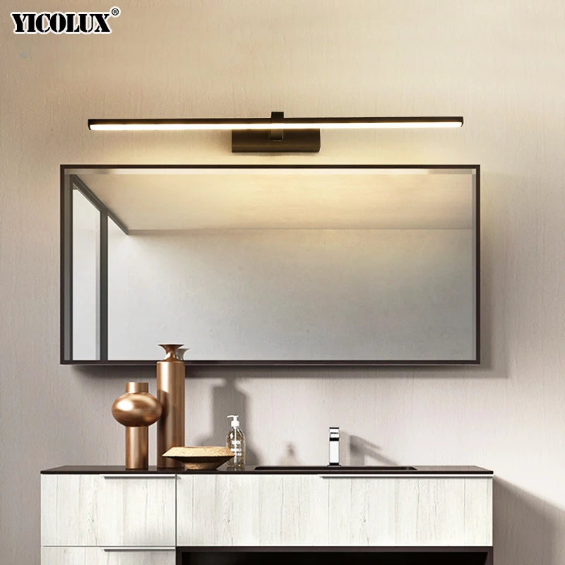 Led Bathroom Mirror Light Wall Lamps White Black LED Flat Lamp Modern Indoor Wall Lamp Bathroom Light Make Up Mirror