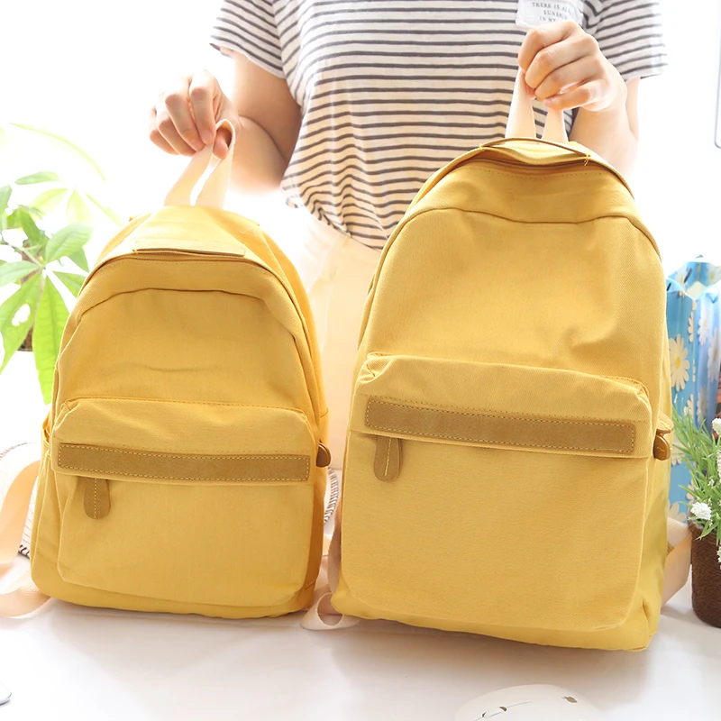 Female Small Fresh Canvas Backpack Women Solid Color School Backpacks for Teens Schoolbag Two Sizes Travel Shoulder Bags New