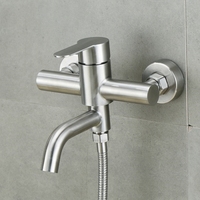 Bathroom Shower Faucets Stainless Steel Triple Bathtub Faucet Mixers Hot Cold Mixer Valve Nozzle Tap Wall Mounted Home Accessory