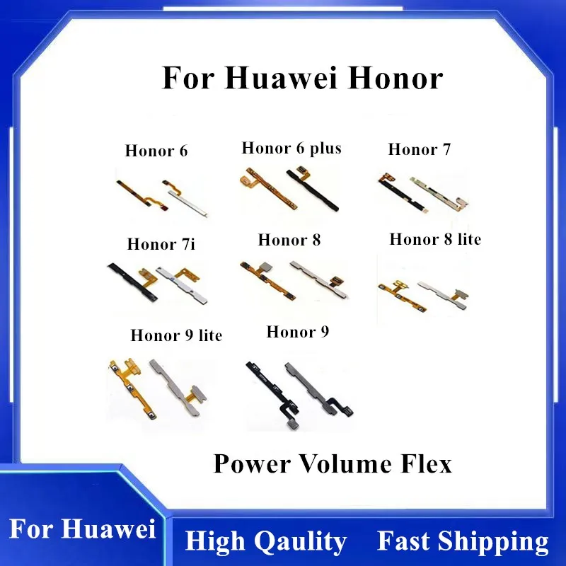 1pcs Side Power ON OFF Volume Key Button Switch Flex Cable For Huawei Honor 6 plus 7 8 9 Lite 7i Replacement Repair Spare Parts