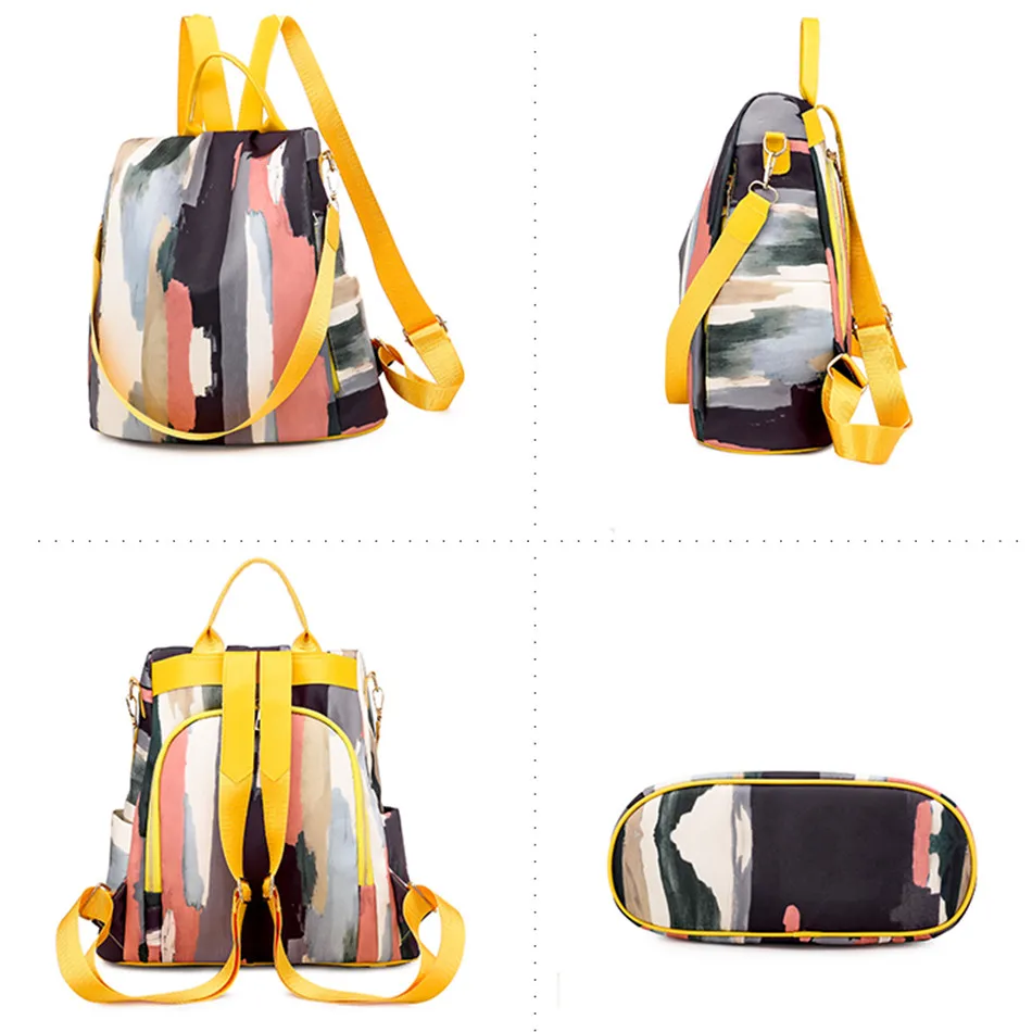 Borse antifurto per donna Zaino colorato con pannelli Borse da scuola a tracolla moda per ragazze adolescenti Zaino da viaggio casual Mochila