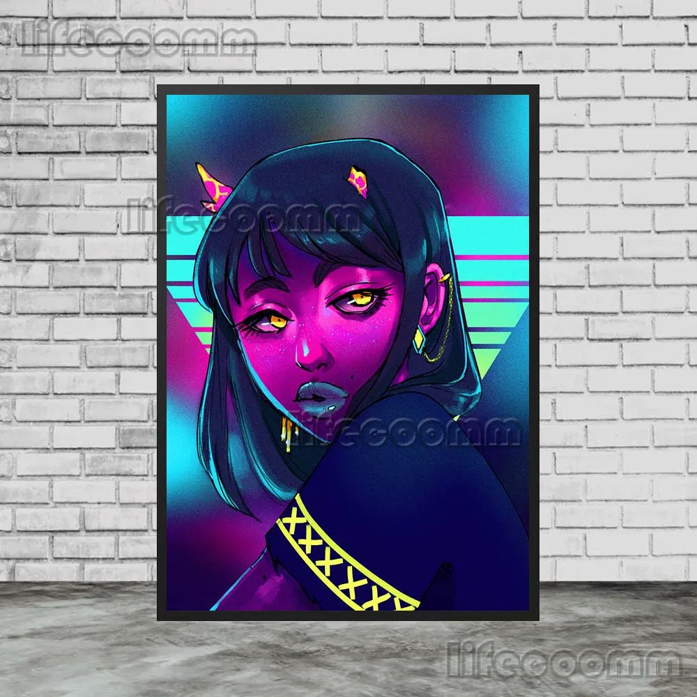 DTIYS Challenges Pink Demon Girl WRATH Wall Art Canvas Painting Wall Pictures For Living Room Posters Prints Home Decor Unframed