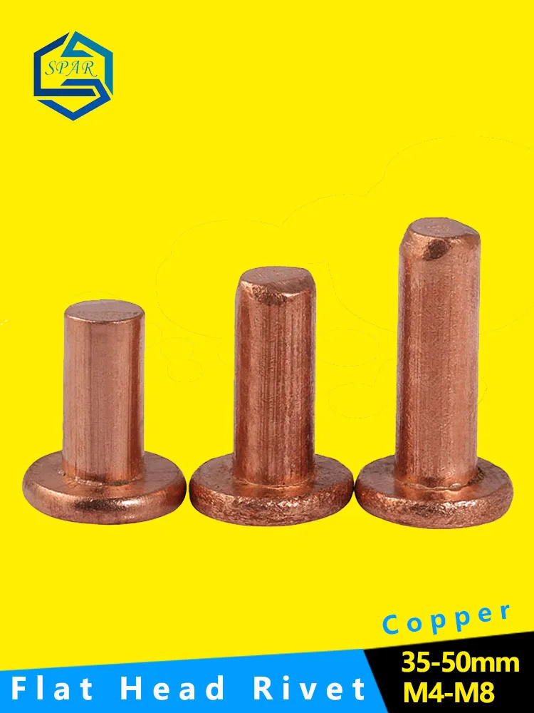 [M4 M5 M6 M8] Copper Solid Rivets Knock Flat Head Rivet GB109