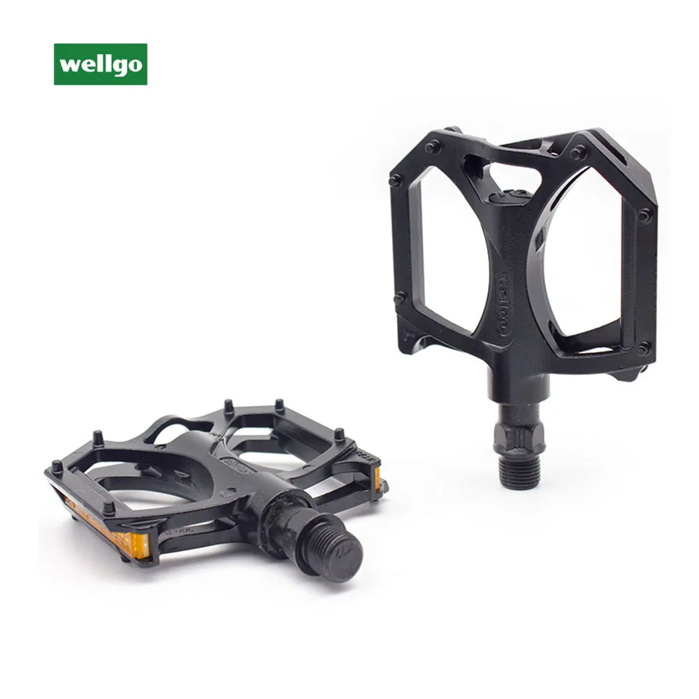 WELLGO Pedal M195 Aluminum Alloy MTB Bike Pedals 2DU Bearing Ultralight Pedal Mountain Bicycle Parts With Reflector