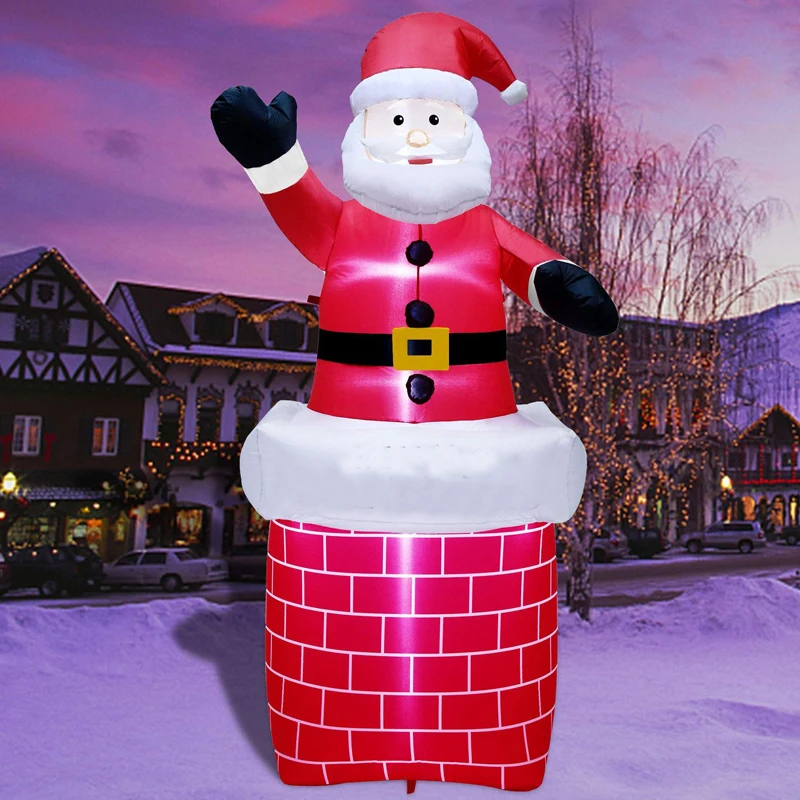 

Christmas Inflatable Waving Santa Claus with LED Lights Up and Down Outdoor Blow Up Decoration Toys Christmas Party Home Decor