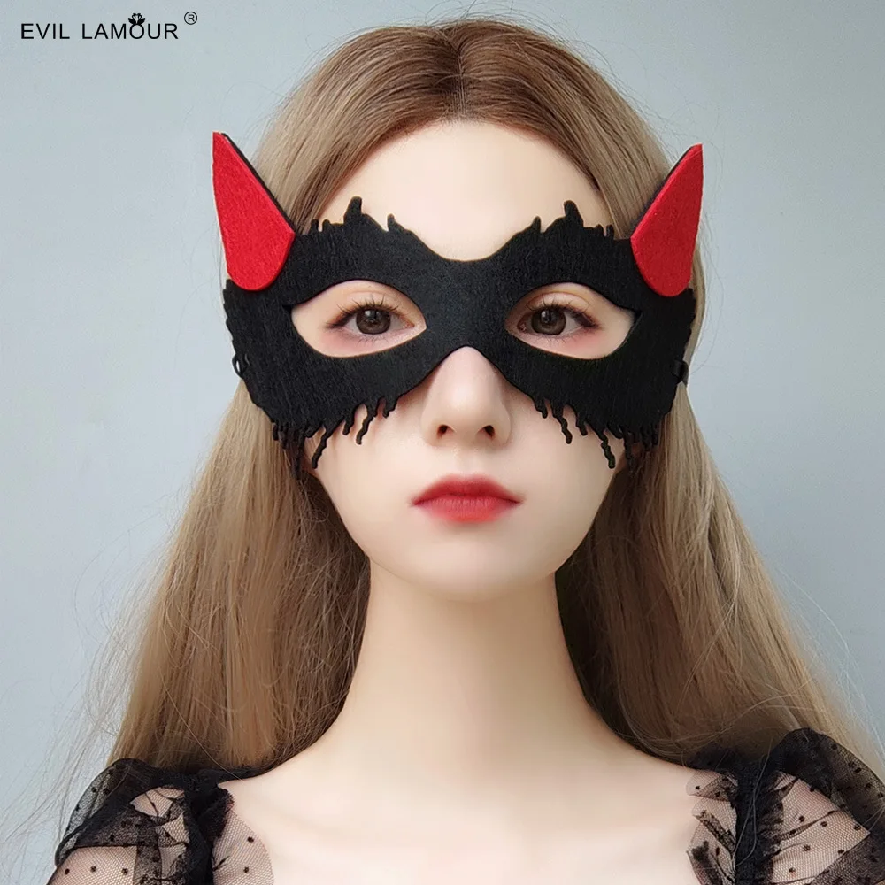 Princess Gothic lolita mask Halloween devil horn mask half face fox mask performance diffuse exhibition accessories MJ-119