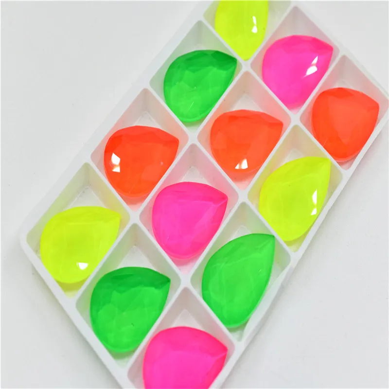 Neon rhinestones crystals TearDrop strass applique shiny stone decor 20x30mm 13x18mm Jewelry  Accessories