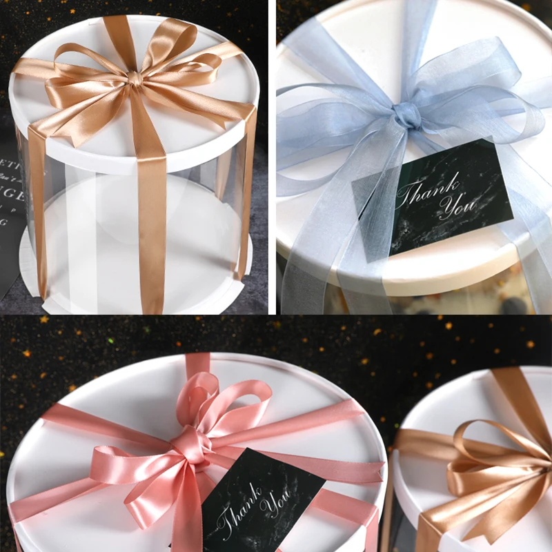 4/6inch PVC Clear Cake Boxes Round Transparent Cake Gift Packaging Box Birthday Wedding Anniversary Party Dessert Present Decor