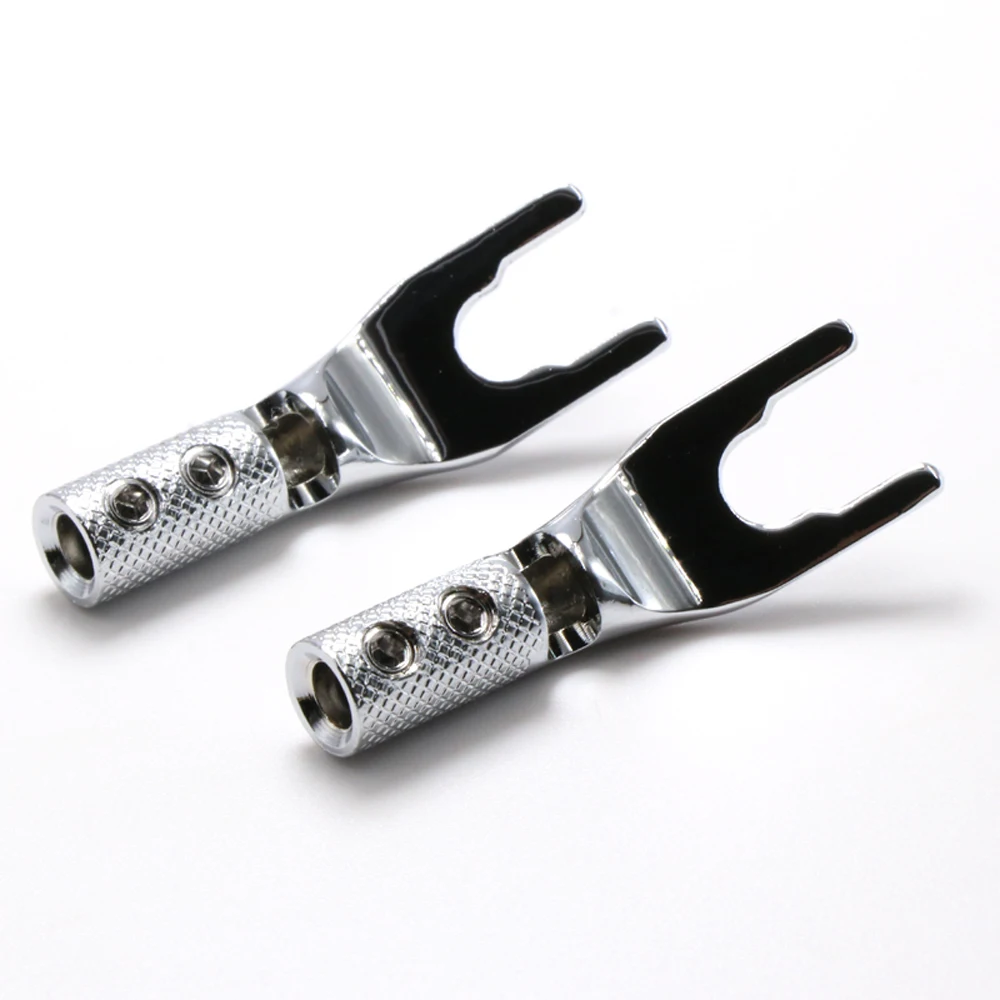 pure copper Y Spade Connector plug,Rhodium plated Fork connectors plug,loudspeaker cable connector plug ,speaker cable jack