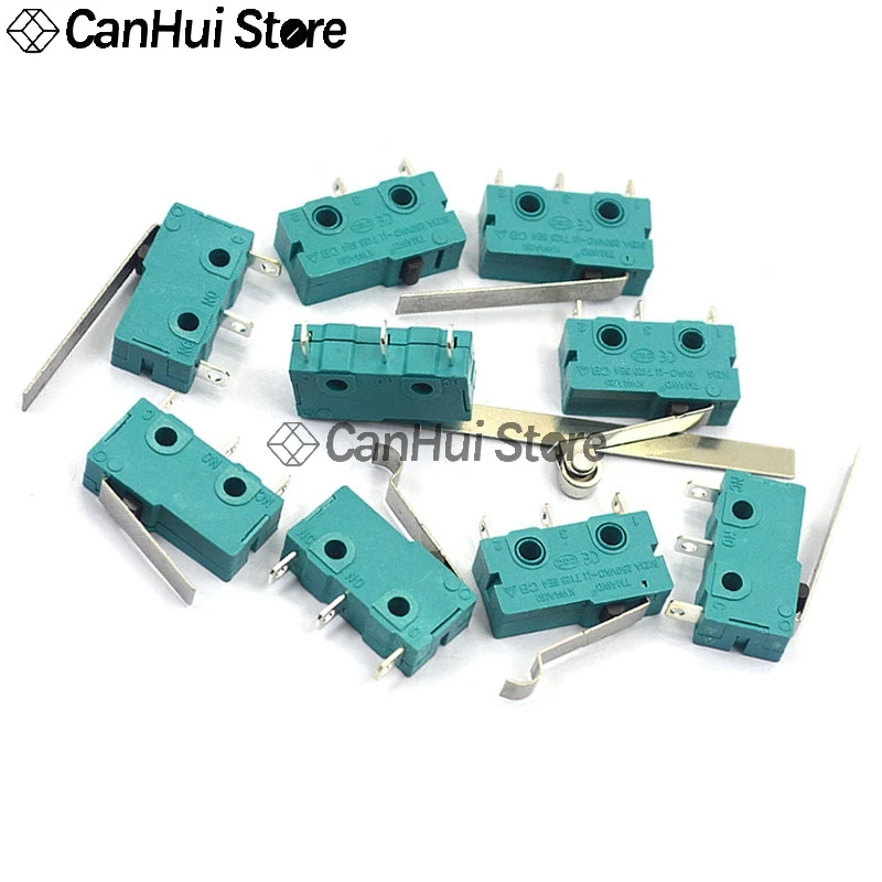 5PCS Silver Contact 5A250V Micro Switch KW12 travel limit switch contact button 2 3 Pin KW11 Travel switch Green