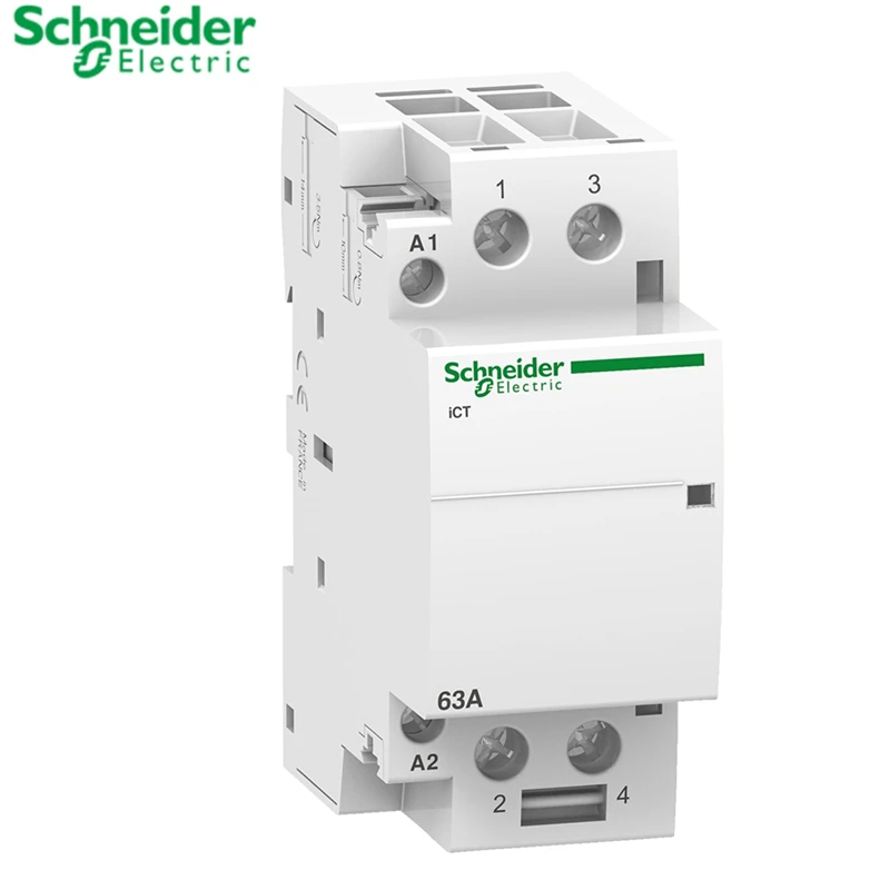 

Schneider Electric DIN Rail Mounted Household AC Contactor iCT 2P 2NO 220~240V 63A Slim Mini Contactor