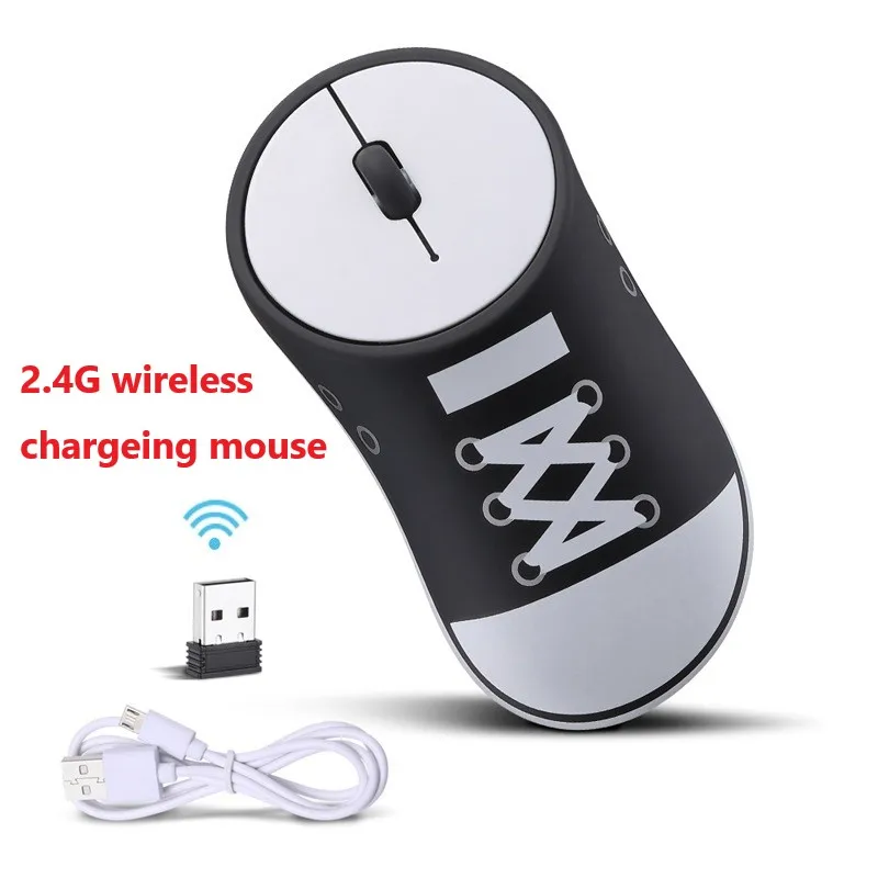 

Creative Cute Shoes Look Wireless Charging Mouse Silent Ergonomics 3 Buttons Mouse Compatible for Apple Microsoft Android