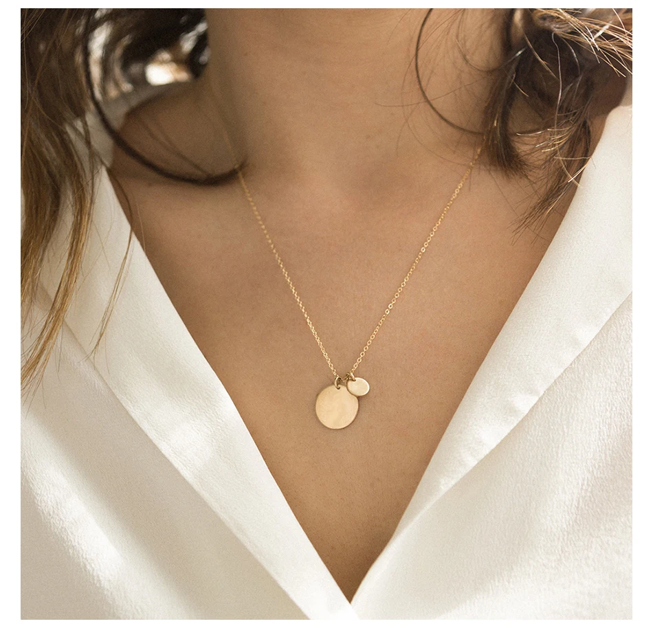 F.I.N.S Initial Stainless Steel Choker Necklace Women Round Pendants Necklace for Women Korean Fashion Jewelry view 4