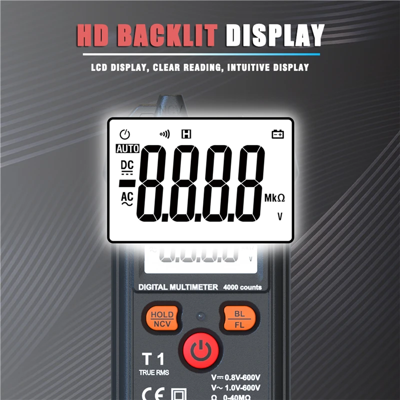 Inteligentny multimetr cyfrowy 4000 zlicza Mini Tester motoryzacyjny True RMS NCV 600V AC DC Tester napięcia przenośny miernik elektryczny