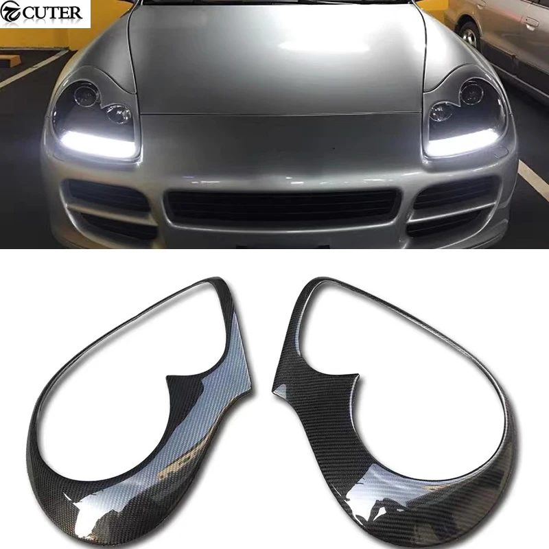 955 GTS Turbo S Carbon Fiber Light Eyebrow Cover Lampshade for Porsche Cayenne Car Body Kit 04-07