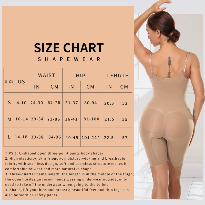 Women Waist Trainer Full Body Shapewear Tummy Control Butt Lifter Body Shaper Thigh Slimmer High Waist Bodysuit with Straps