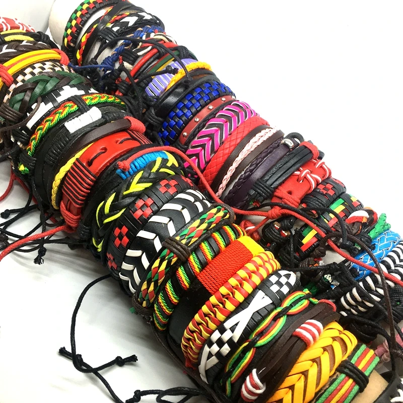 Wholesale 100pcs/Box Multicolor Fashion Cuff Bracelets Mix Styles Resizable Party Jewelry Beautiful Gifts for Men Women