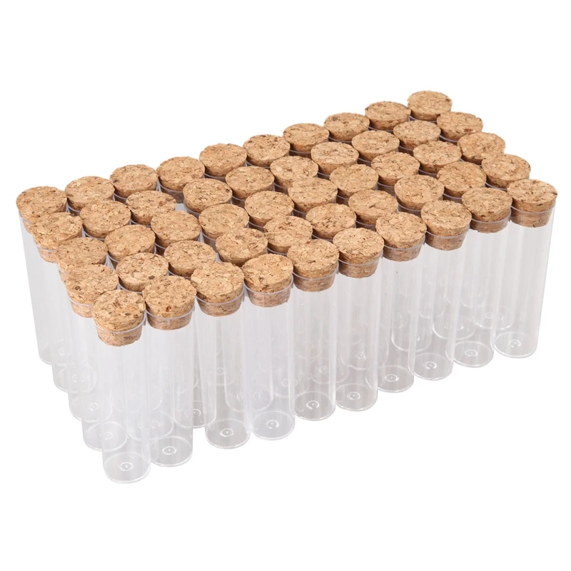 50Pcs/Pack 25X95mm Flat Bottom Tea Plastic Test Tube Drosophila Vials Culture Tube with Cork Stoppers