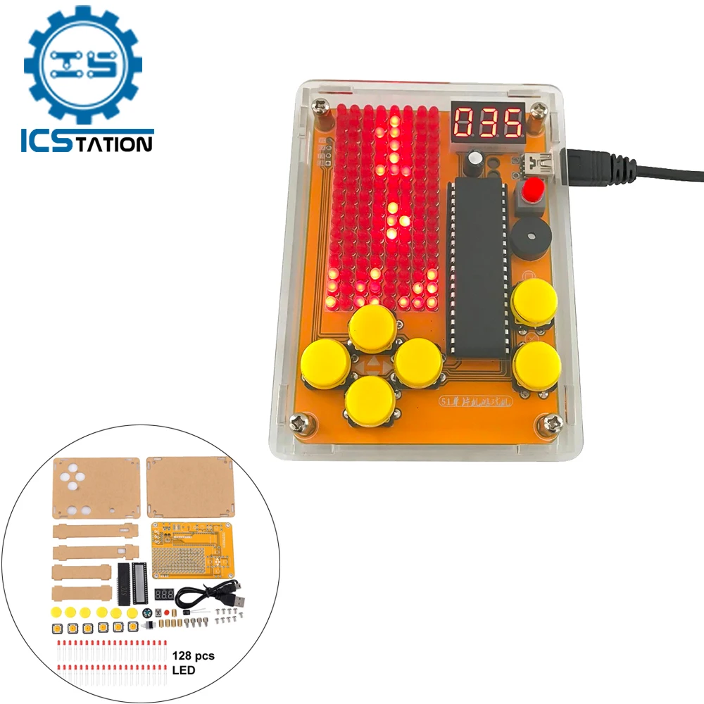 DIY Game Kits LED Dot Matrix Display Module Creative Electronics Experiment Kit for Ts/Snake/Plane/Racing/Fruit Slot