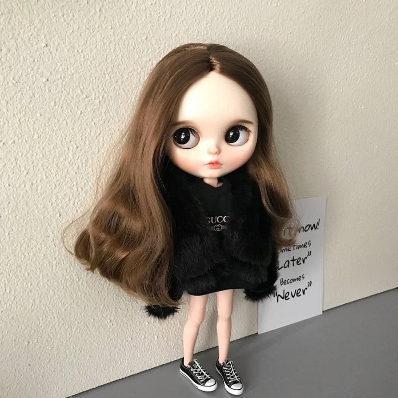 Outfits for Blythe Doll Clothes Soft Fur Coat with Hat Suit for Blyth, Licca, OB23, ob24, Azone, 19 Joint Body Dolls