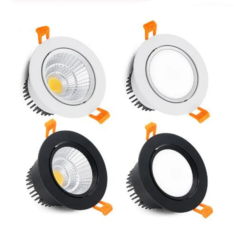 Rond Dimmable encastré LED Downlights 5W 7W 9W 12W 15W 18W COB LED plafonnier spots AC110-220V lampe à LED ronde Dimmable