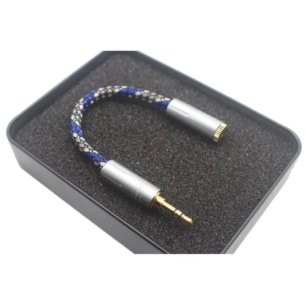 Adaptador de Audio para auriculares, 3,5mm, macho a hembra de 3,5mm, 8 núcleos, chapado en plata, Cable para auriculares, nuevo en caja de 2,5mm a 3,5mm