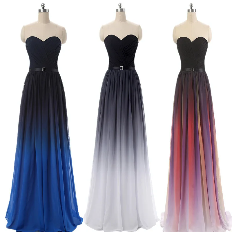 A Line Gradual Chiffon Elegant Floor Length Bridesmaid Dresses Evening Wedding Party Formal Prom Homecoming Birthday Lace Up