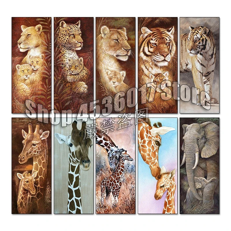 

Tiger lion giraffe elephant 5d Diy Diamond Painting Cross Stitch Diamond Embroidery Mosaic Full Rhinestone Gifts Wall Stickers