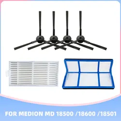 Medion MD 18500 /18600 /18501 robotlu süpürge Hepa filtre birincil filtre Spin kenar yan fırça yedek parça kiti için uyumlu