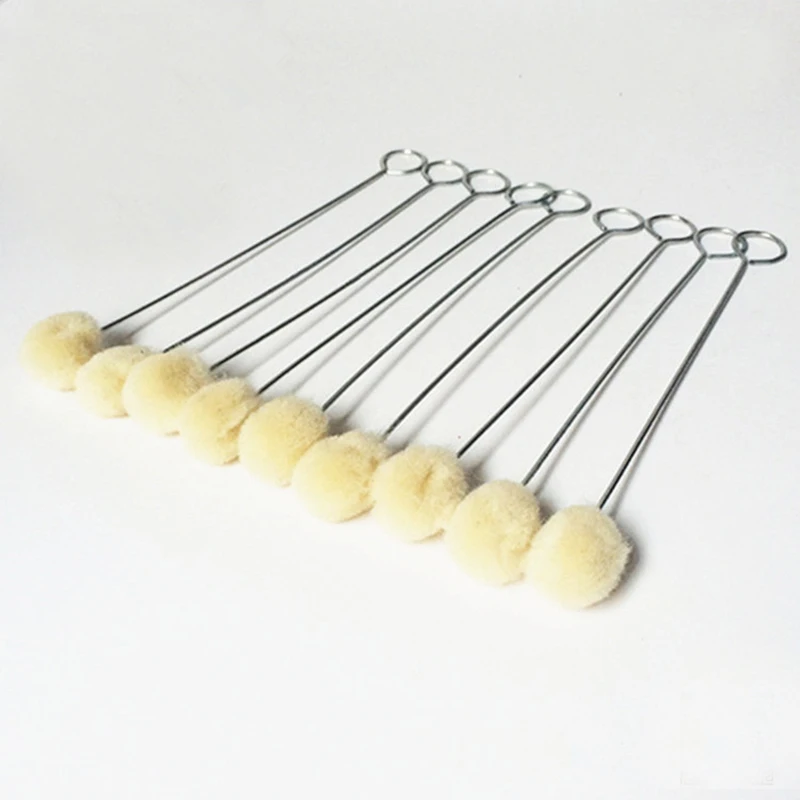 20pcs Wool Ball Brush DIY Daubers Assisted Dyeing Round Wools Brush With Metal Handle For Textile leather Leather Tool