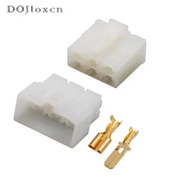 1/5/10/20 Sets 6 Pin 6.3 MM Auto Wiring White Connector 6120-2063 6070-6481 Automobile Male Female Socket Plug With Terminals