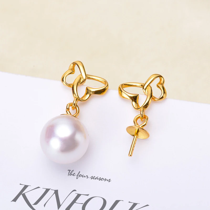 

Simple Butterfly Style S925 Silver Pearl Earrings Findings Women DIY Jewelry Making For 9-10mm Pearl