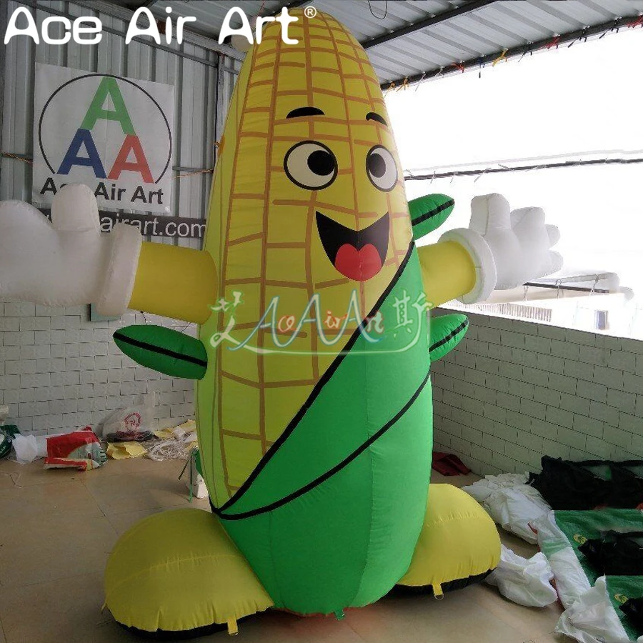 Modelo de planta de impressão gigante, réplica inflável de desenho animado de espiga de milho para decoração de shows comerciais de exposição agrícola