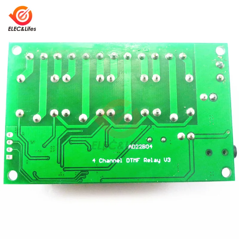 AD22B04 4 Channel Relay DC 12V 4 Way Relay MT8870 DTMF Tone Signal Decoder Phone Voice Remote Control Relay Switch For LED Motor