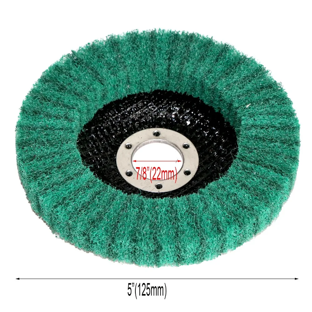 4"/4,5"/125" Nylonfaserklappe Polierscheibe Körnung 180 für Winkelschleifer zum Polieren von Holz und Metall – Detail 3