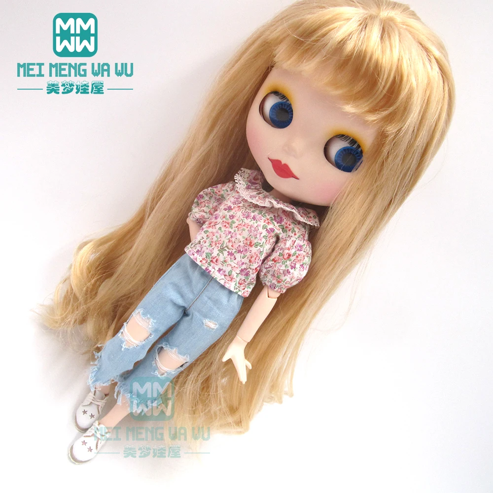 

1PCS Blyth clothes fashion lantern shirt, ripped jeans, white shoes for Blyth Azone 1/6 doll accessories