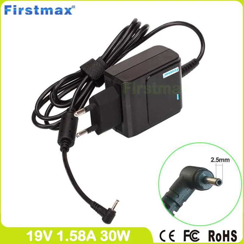 Cargador de ordenador portátil para Asus Eeepc, adaptador de CA de 19V, 1.58A, 1008KR, R051PD, R051PED, 1008PGO, R051PEM, 1008PB, fuente de alimentación con enchufe de la UE