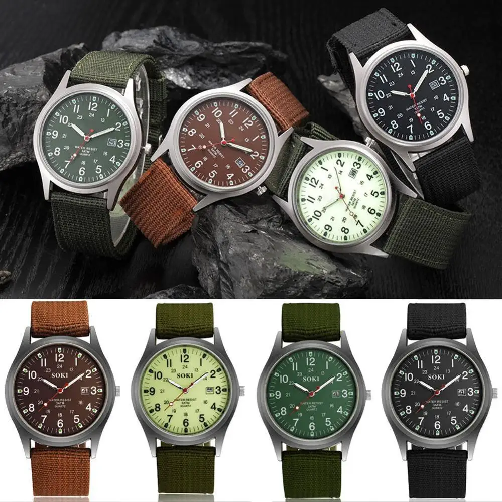 

Military Army Mens Date Canvas Strap Analog Quartz Sport Wrist Watch Gift Men's calendar quartz watch