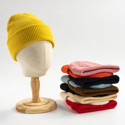 Bonnet en laine mélangée pour hommes et femmes, chapeaux chauds unisexes, casquettes de ski Gorro, doux, monochromatique, pas cher, automne, hiver, 10 couleurs