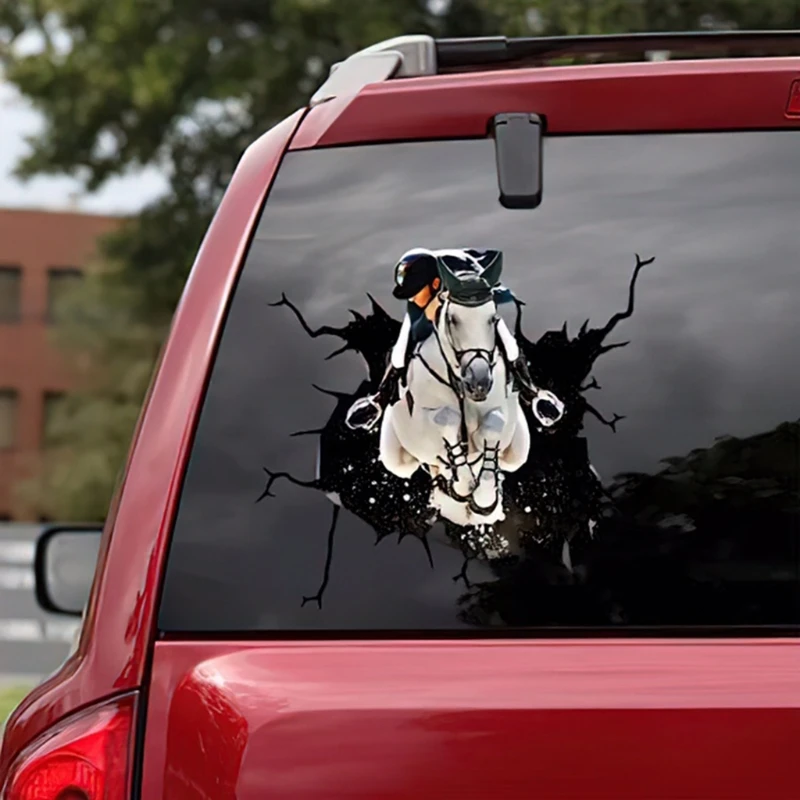 Animal Horse Sticker Car 3D Funny Simulation Waterproof Decal Modeling Accessories for t.u.k.Window Bathroom