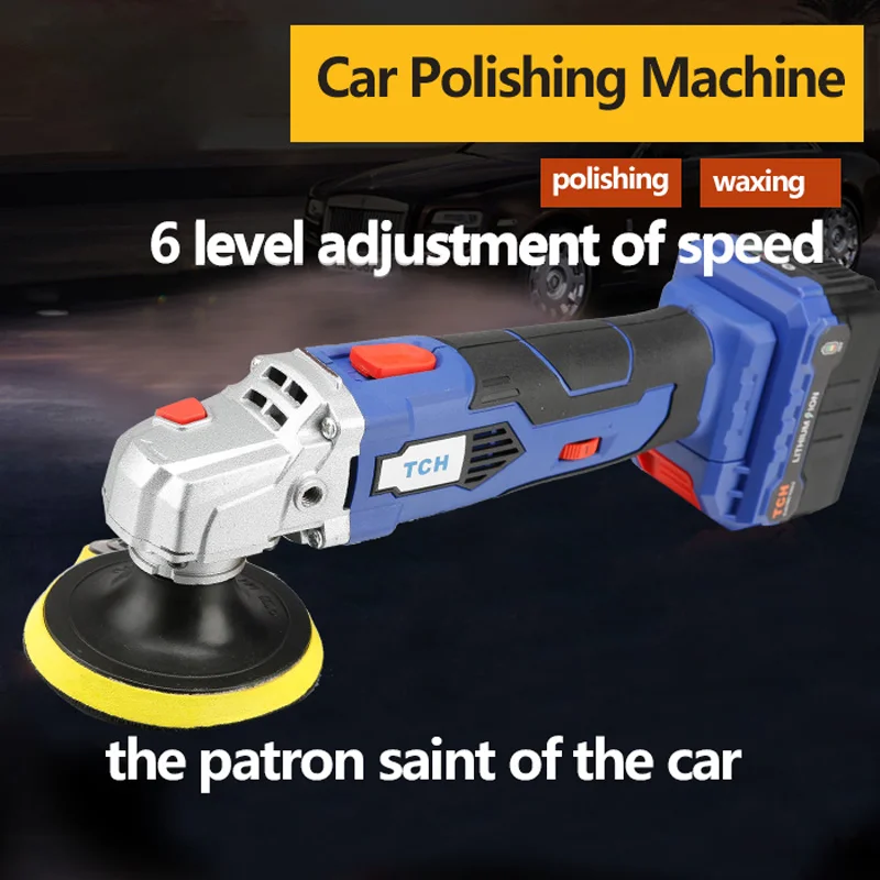 TCH 16V Lithium Battery Pportable Waxing Machine Cordless Car Polisher Cleaner Adjustable Speed Polishing Machine