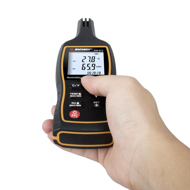 SNDWAY SW-572digital LCD อุณหภูมิและความชื้นในร่มอุณหภูมิและความชื้น Meter Tester การตรวจสอบสภาพอากาศ