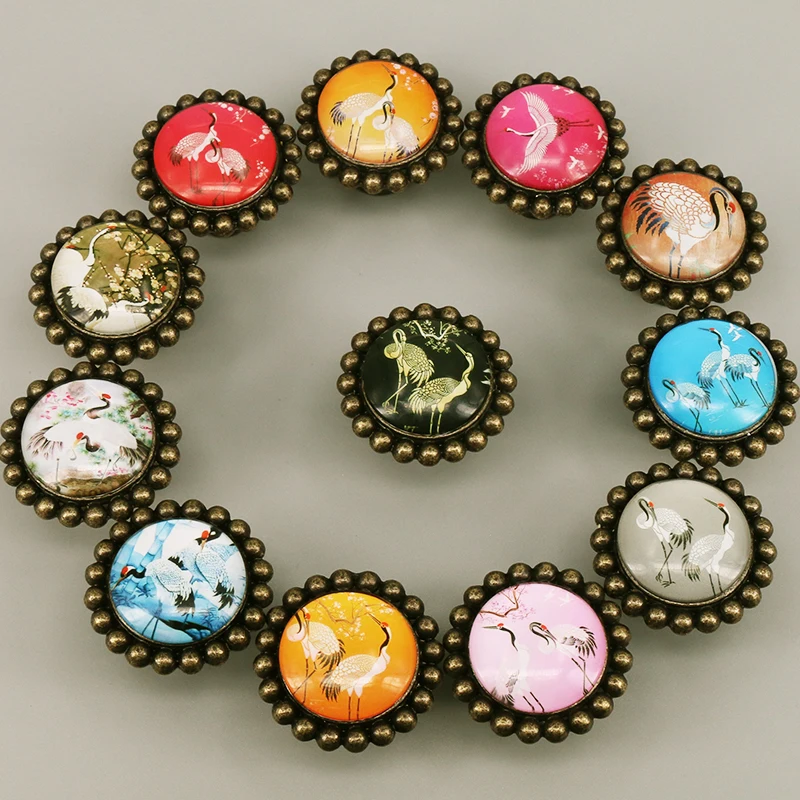 

1PC Red-crowned Crane Pattern Furniture Cabinet Door Handle For Wardrobe Locker Kitchen Drawer Knobs Glass Pulls