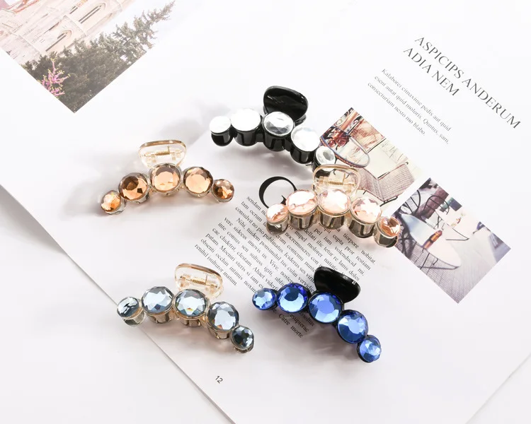 Women crystal Hair Crab Plastic Hair Claws Clamp Resin Barette Top Gripper Crystal Rhinestone Pearl Hairpins Hair Clip