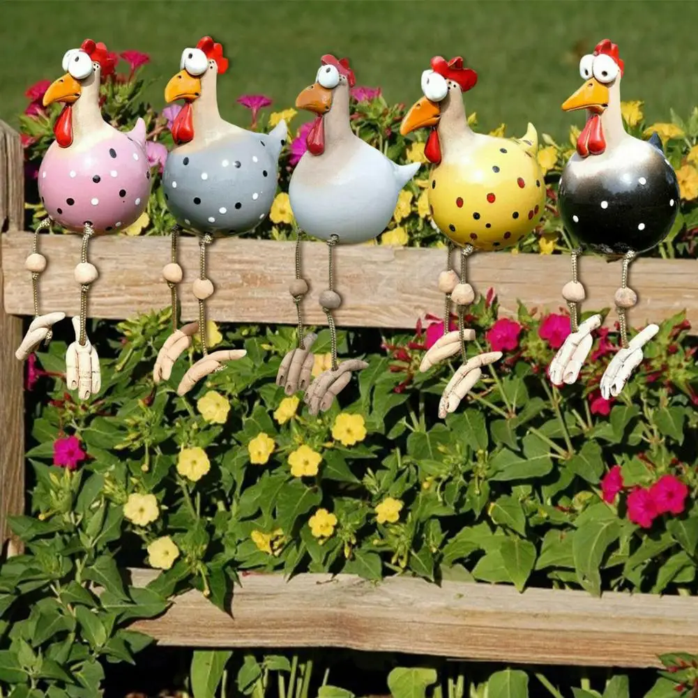 Yard Art Decor Chicken Garden Lawn Plug Hen Rooster Ornaments Hens Bird Statues Edge Seater Indoor Outdoor Backyard Decorations