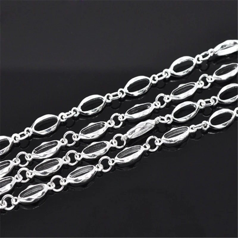 1M Doreen Box Links-Opened Chains Findings SP Oval and Round Alloy Silver Color 20x7mm For DIY Necklace Bracelet Jewelry Making