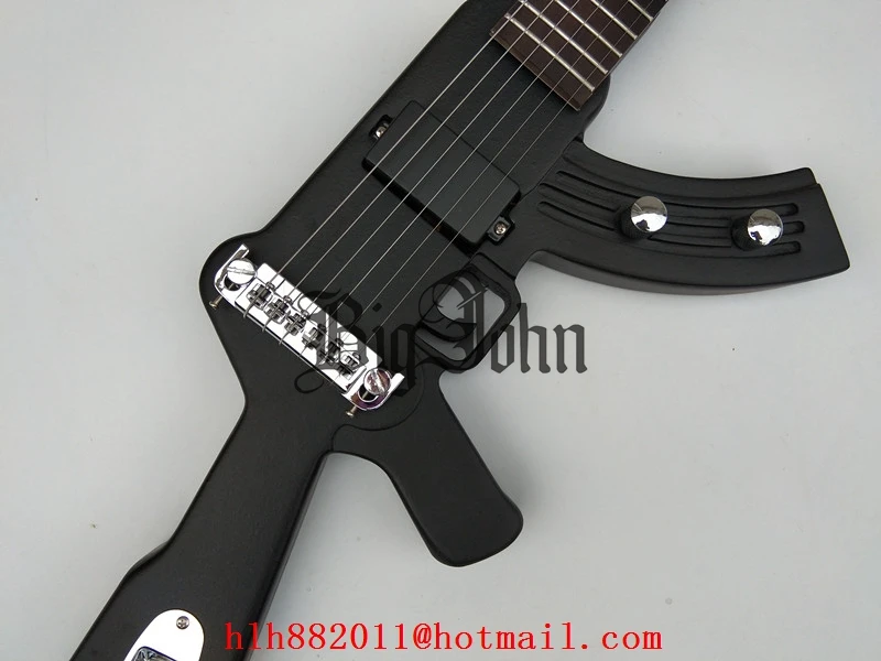 Special shape dumb black electric guitar chrome hardware Fixed Bridge Actived/Passived Pickups BJ-297