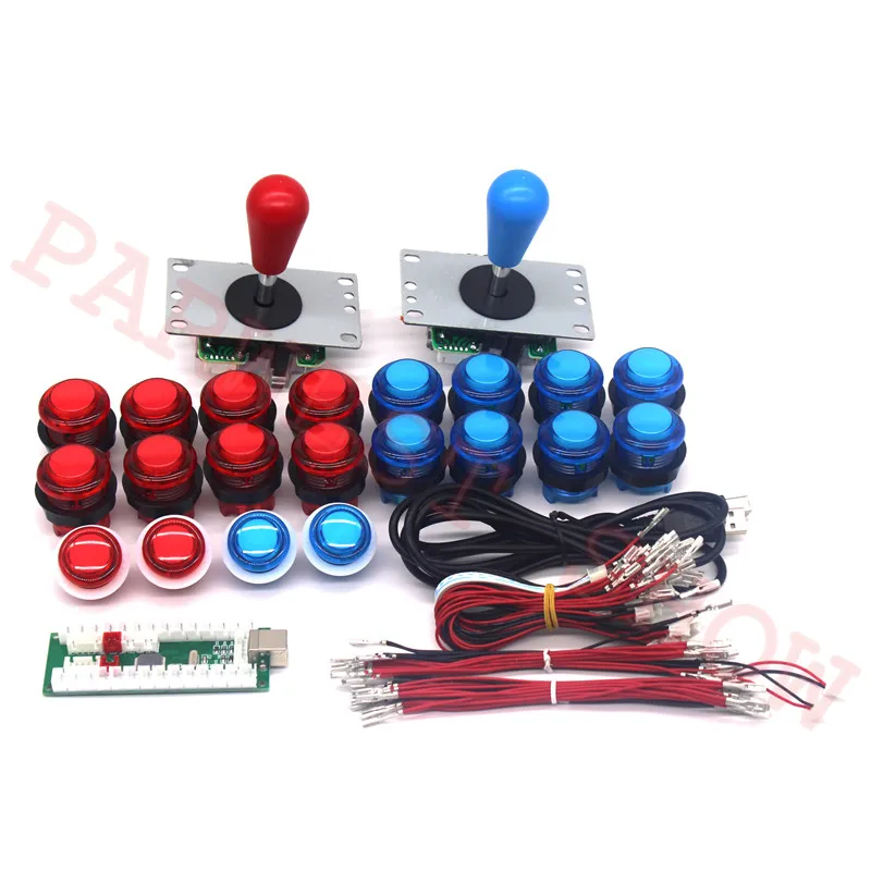 

2 Players DIY Arcade Kits LED USB Controller for PC Joystick with LED Illuminated Buttons and Cables fo Arcade Oval Joystick Kit