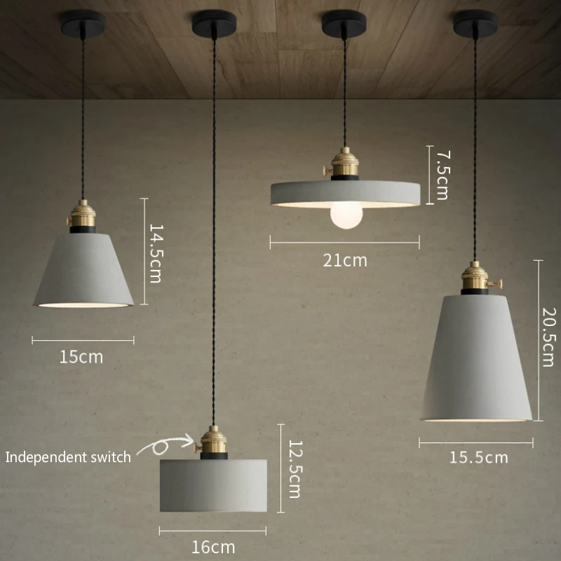 

Nordic Cement Chandelier Industry Style Single Head Dining Lamp Simple Bedroom Bedside Small Chandelier Retro Cafe Pendant Light