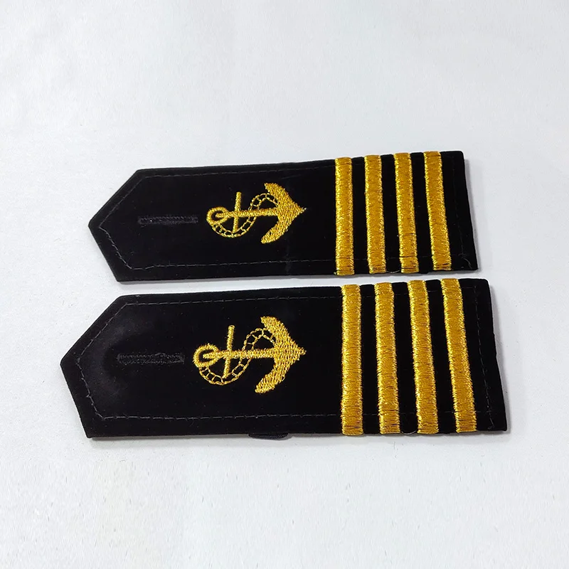 10 Pair The US Navy Shirt Uniform Shoulder Badge Anchor Propeller Gold Strip Epaulettes DIY Craft Clothes Decor for Navy Costume